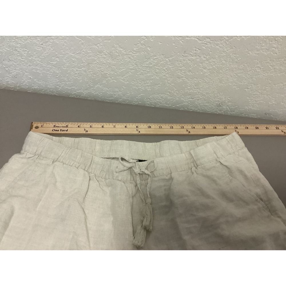 Talbots Linen Shorts Womens XL Beige Elastic Drawstring Waist Tassel Pocket - Picture 7 of 11